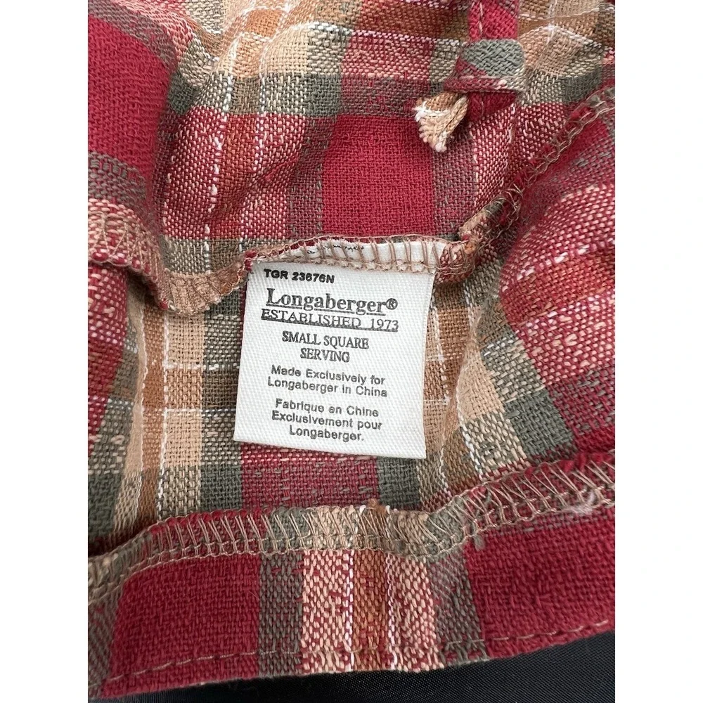 🧺 Longaberger Small Square Serving Basket Liner Only – Orchard Park Plaid – NIP
